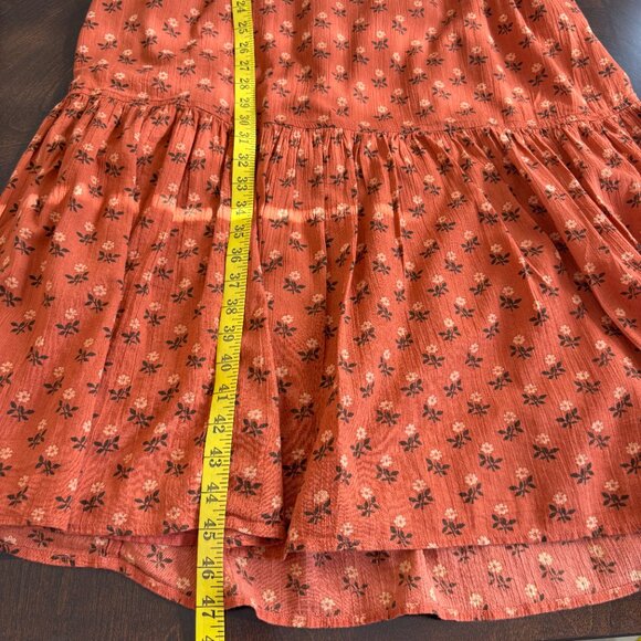 Madewell Ruffle-Strap Tiered Midi Dress in Wild Calendula Block-Print Sz M - Picture 13 of 13